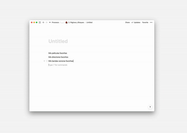 Convertir texto en páginas en Notion