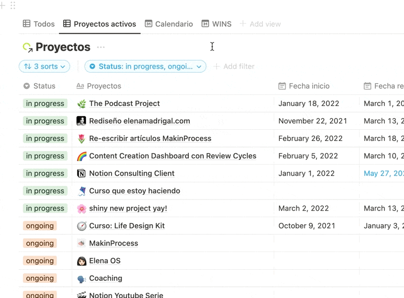Esconder título de base de datos en Notion