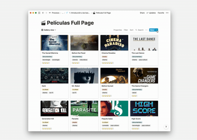 Crear un nuevo template en base de datos de Notion