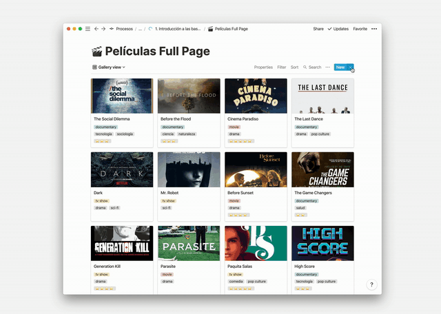 Editar un template en base de datos de Notion