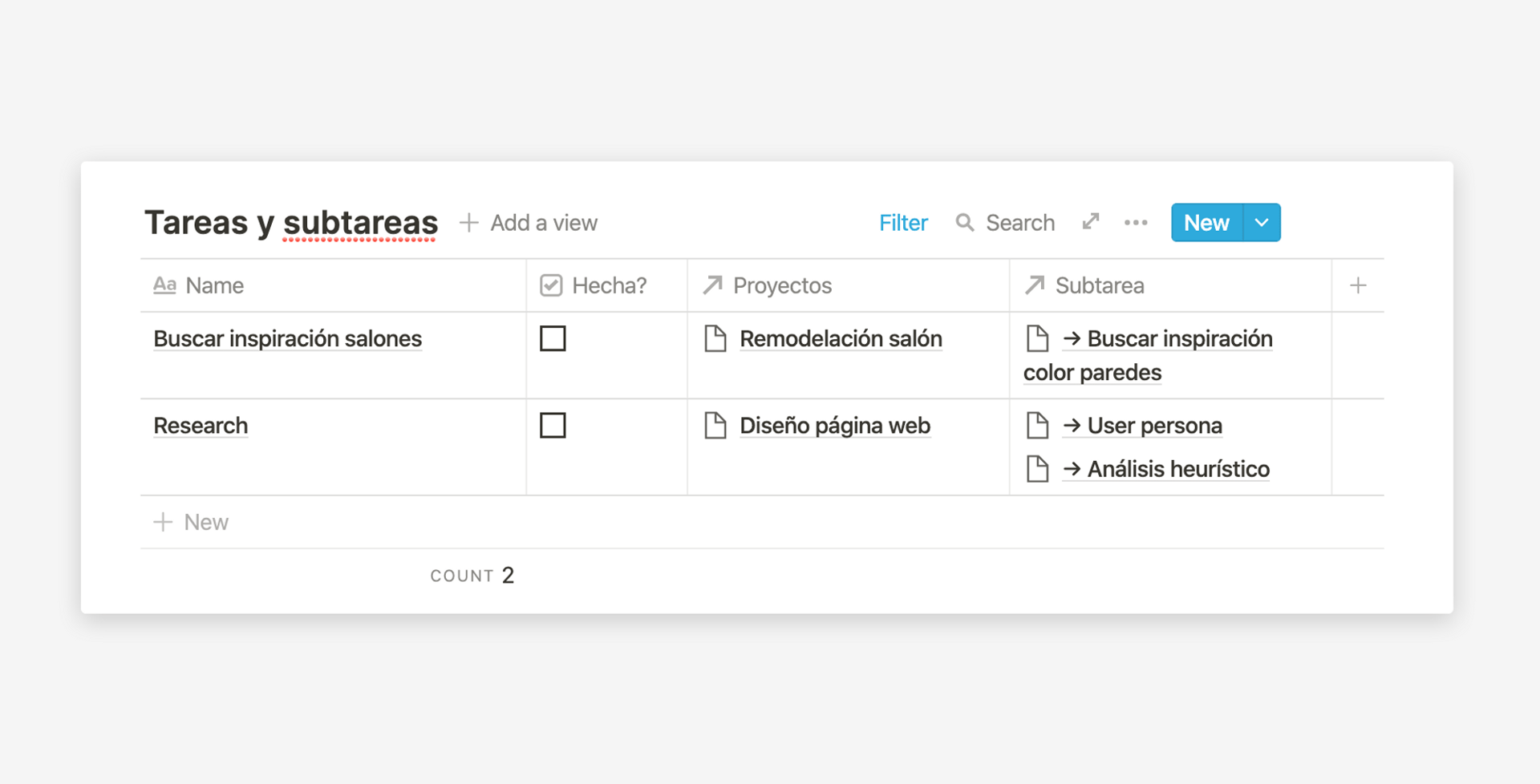Subtareas optimizadas en Notion