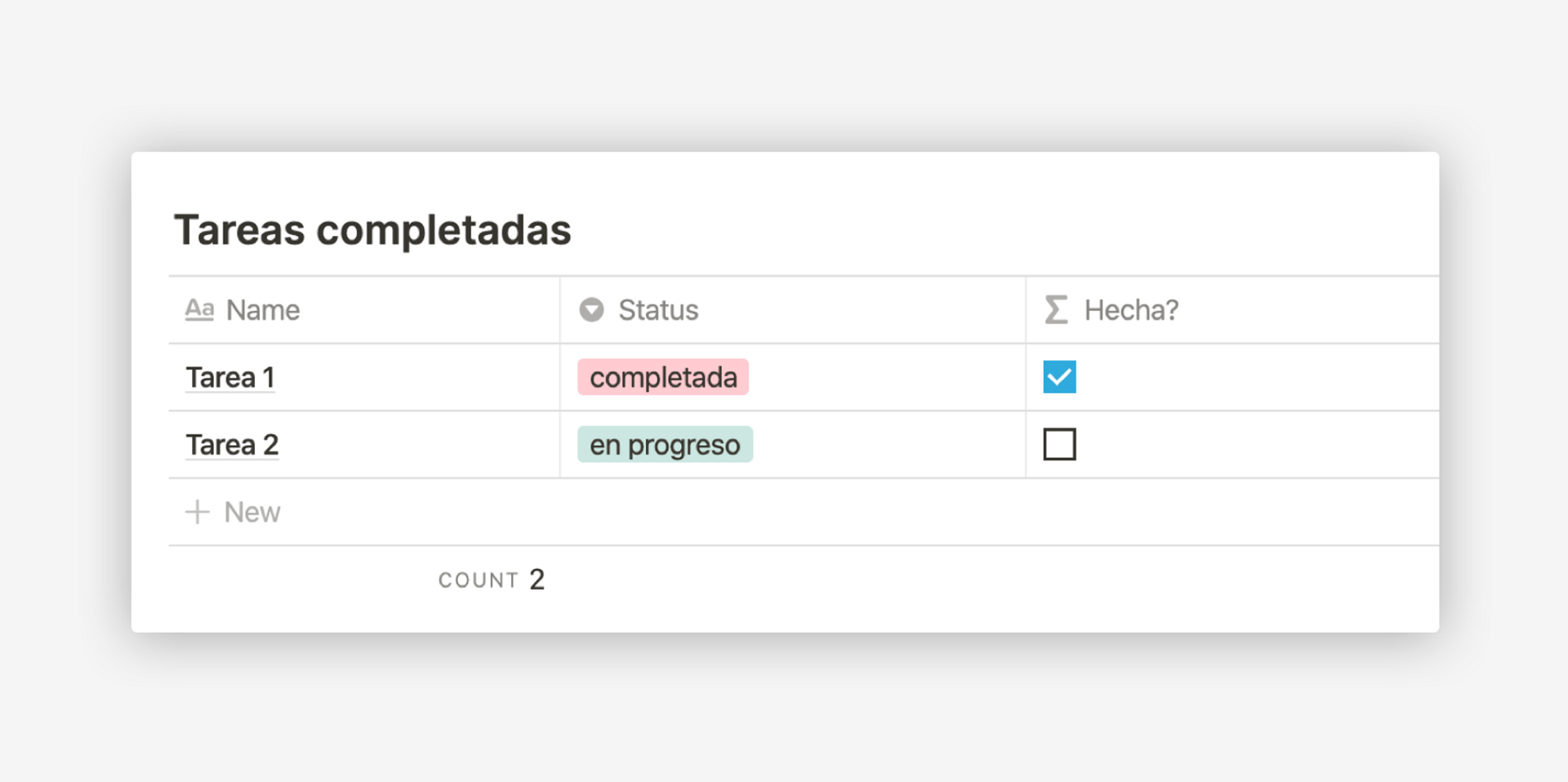 Condición para marcar tareas completadas en Notion