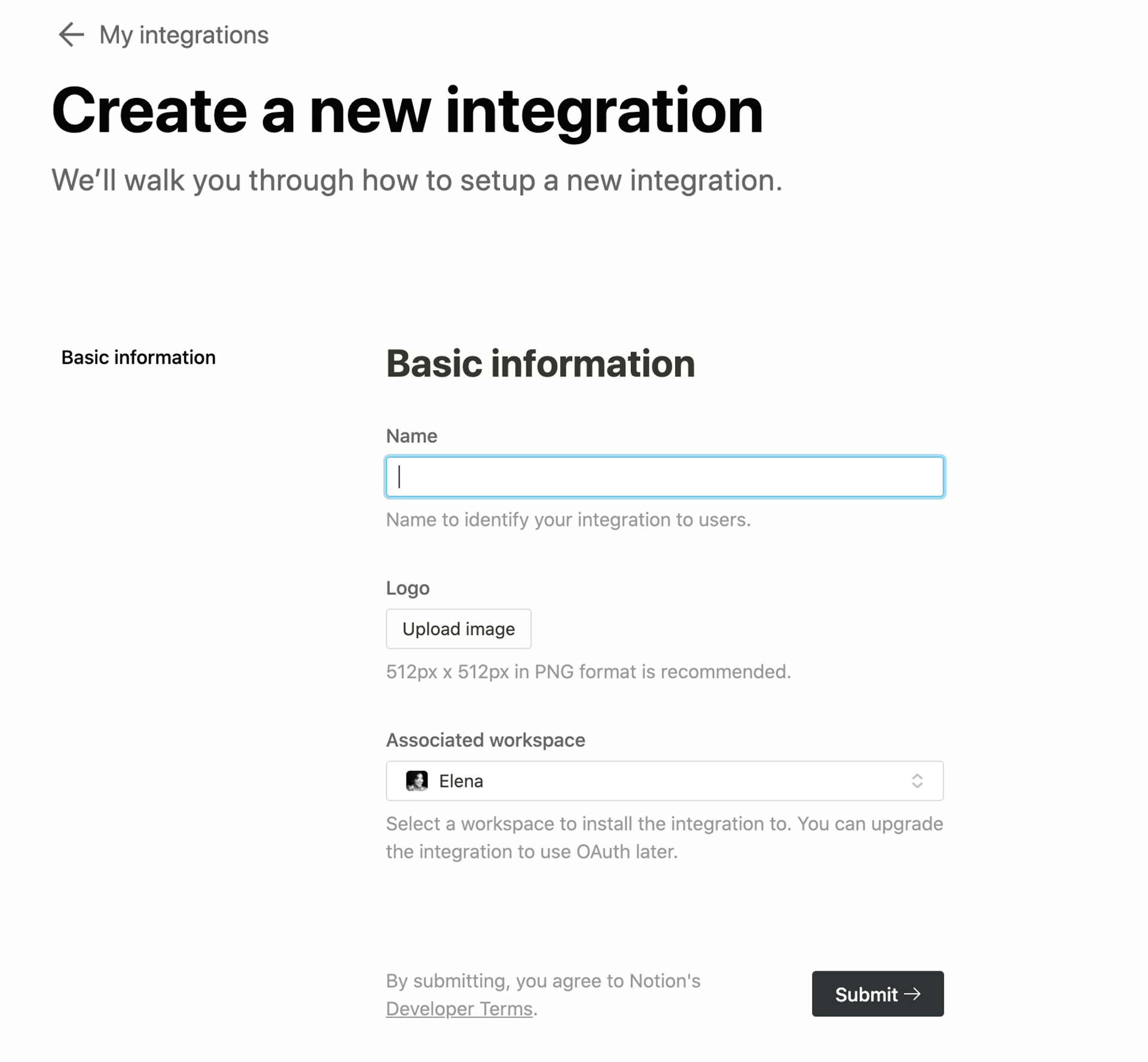 Crear una integración en Notion - paso 3