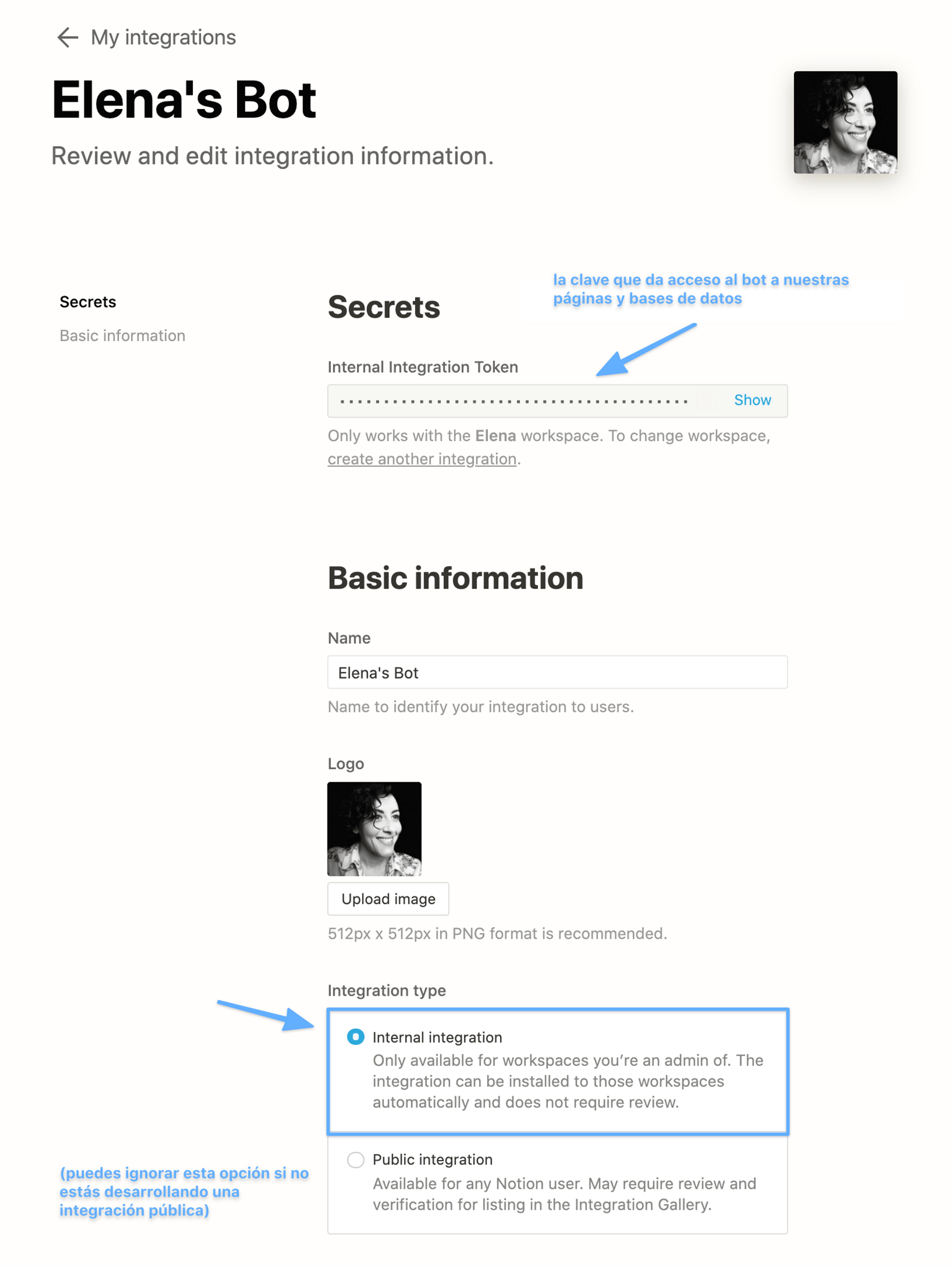 Crear una integración en Notion - paso 4