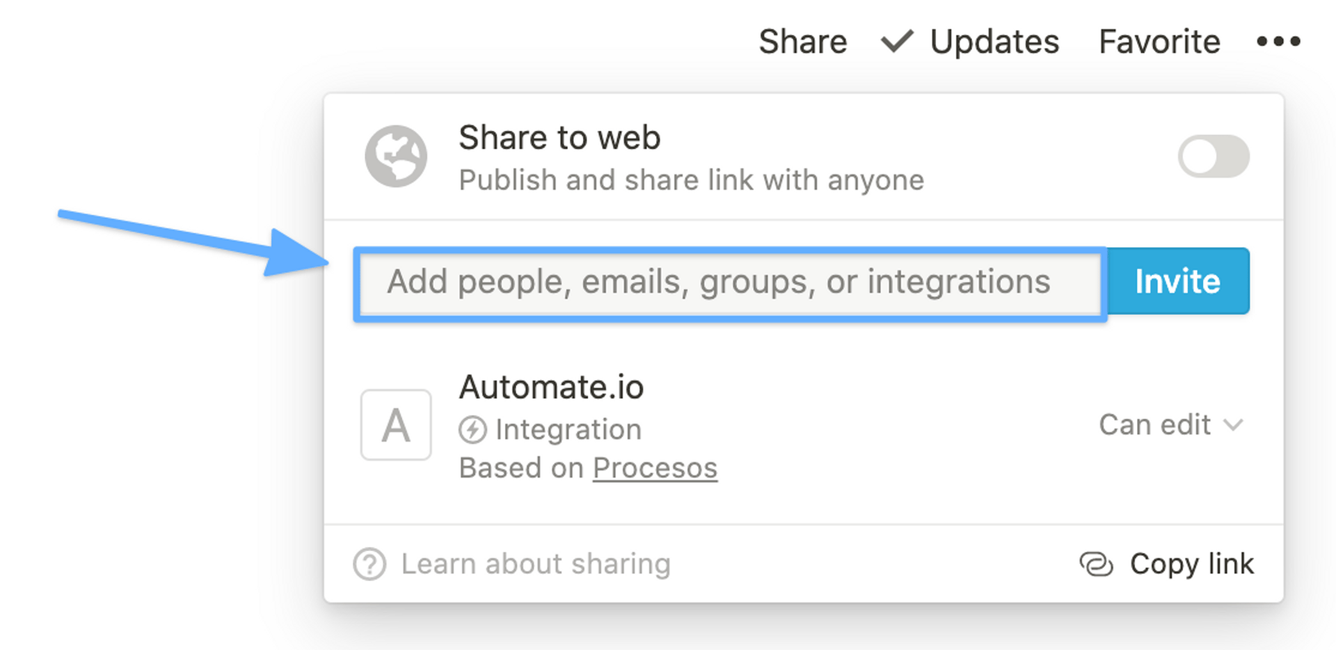 Invitar al bot a páginas de Notion - paso 1