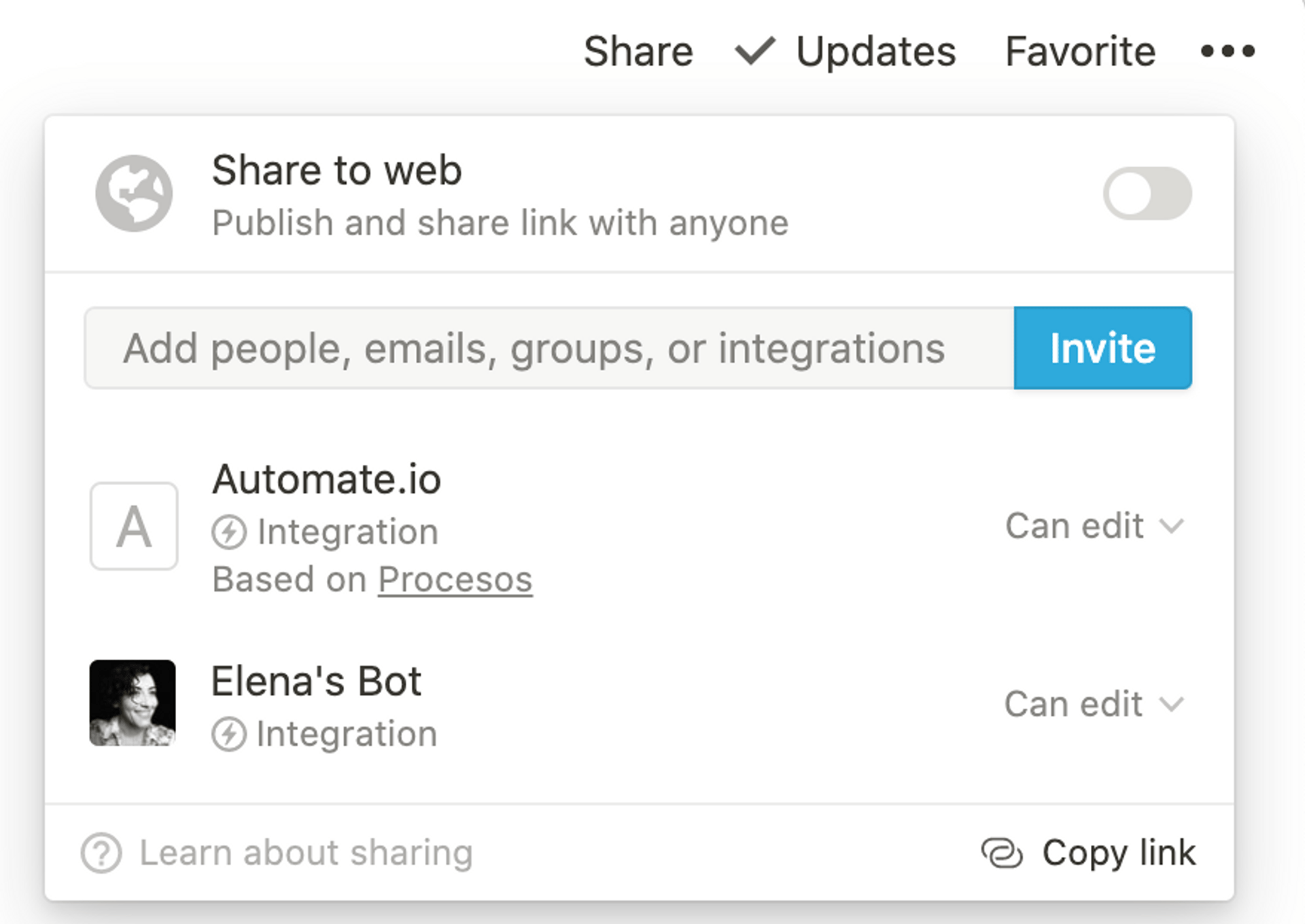 Invitar al bot a páginas de Notion - paso 3